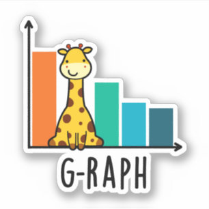 G-raph Funny Giraffe Graph Pun Klistermärken