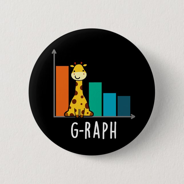 G-raph Funny Giraffe Graph Pun Mörk BG Knapp (Framsida)