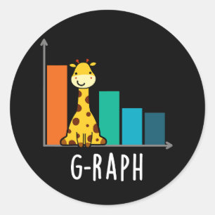 G-raph Funny Giraffe Graph Pun Mörk BG Runt Klistermärke