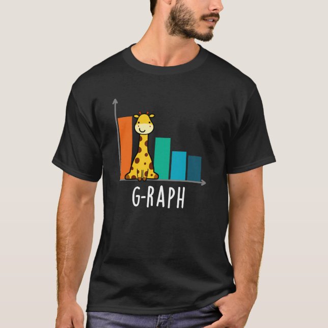 G-raph Funny Giraffe Graph Pun Mörk BG T Shirt (Framsida)