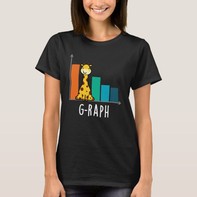 G-raph Funny Giraffe Graph Pun Mörk BG T Shirt (Framsida)