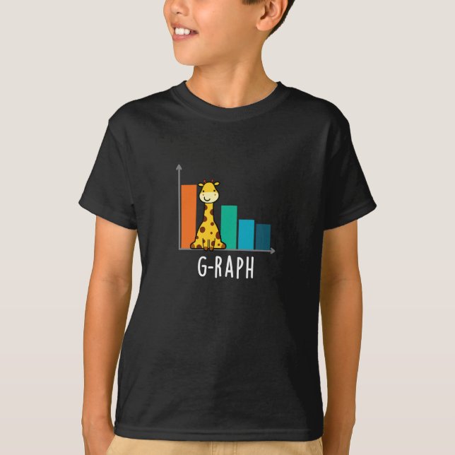 G-raph Funny Giraffe Graph Pun Mörk BG T Shirt (Framsida)