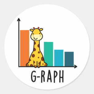 G-raph Funny Giraffe Graph Pun Runt Klistermärke