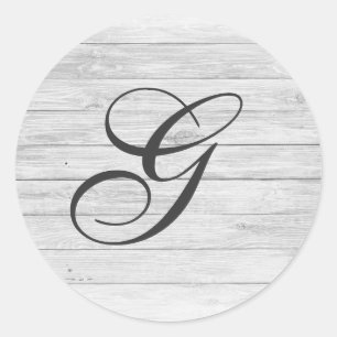 G) Rustic Wood Monogram Monogram Shop Runt Klistermärke