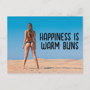 G-STRING BIKINI BEACH GIRL WARM BUNS POSTCARD VYKORT