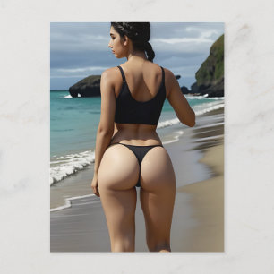G-STRING BIKINI GIRL BIG BUTT POSTCARDS VYKORT
