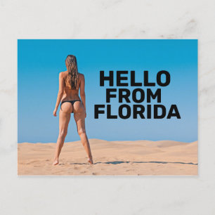 G-STRING BIKINI GIRL HEJ FRÅN FLORIDA POSTCARDS VYKORT