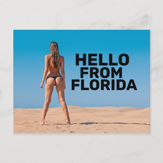 G-STRING BIKINI GIRL HEJ FRÅN FLORIDA POSTCARDS VYKORT (Framsida)