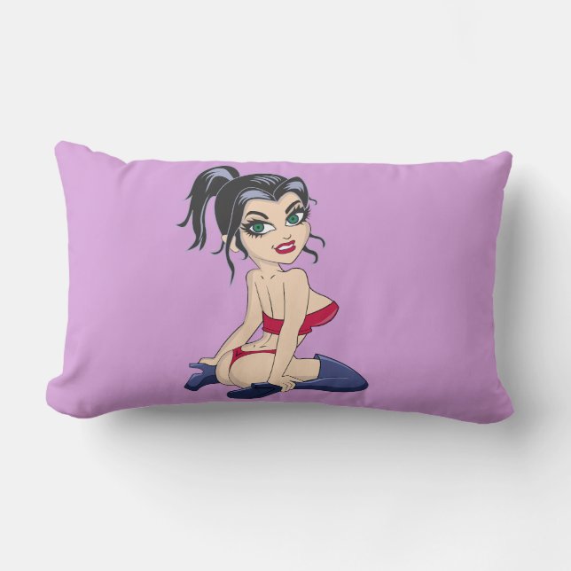 G-STRING TECKNAD GIRL LUMBAR PILLOW LUMBARKUDDE (Framsida)