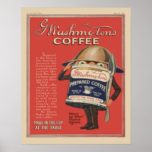 G Washington Instant Coffee WW1-Vintagen Patriotic Poster
