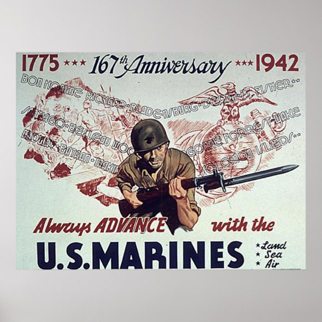 Gå alltid framåt med amerikanska marinsoldater poster (Framsidan)