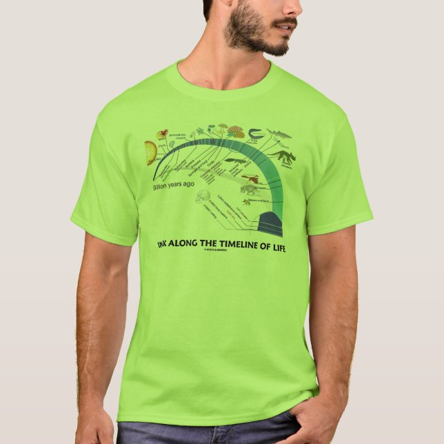 Gå Along timelinen av livbiologievolution T-shirt (Framsida)