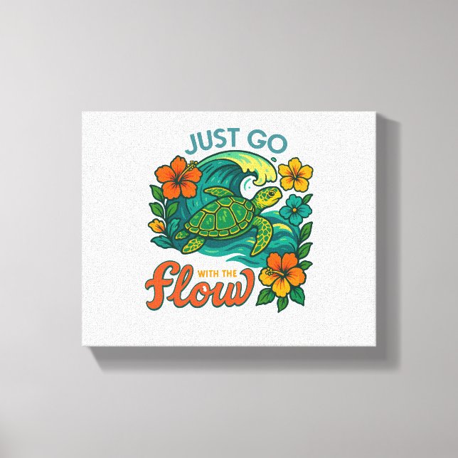 Gå bara med Flow Turtle. Canvastryck (Framsida)