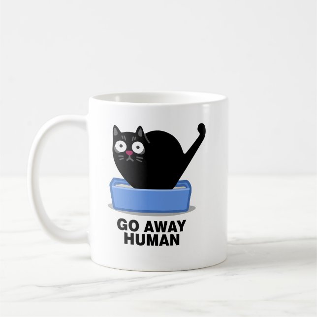 Gå bort från människans fina Cute Black Cat Hates  Kaffemugg (Vänster)