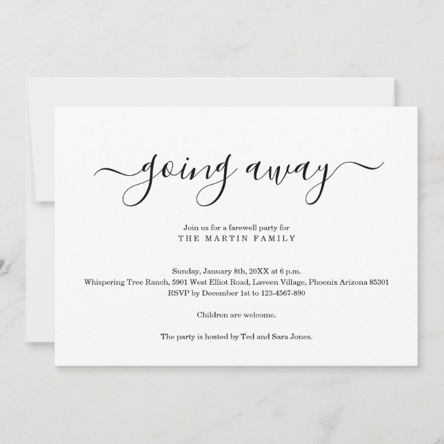 Gå bort från partiinbjudan inbjudningar (Framsida)