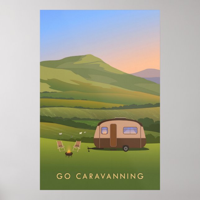 Gå Caravan Resa Affisch (Framsidan)
