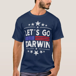Gå Darwin Tee Vintage USA flagga Låt oss Go Darwi