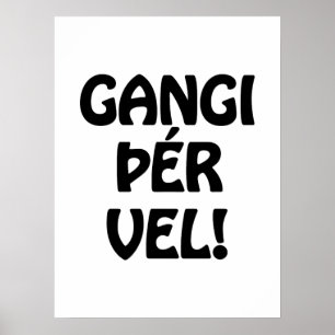 GÅ DIG VÄL! LYCKA TILL! Isländska Språk Poster