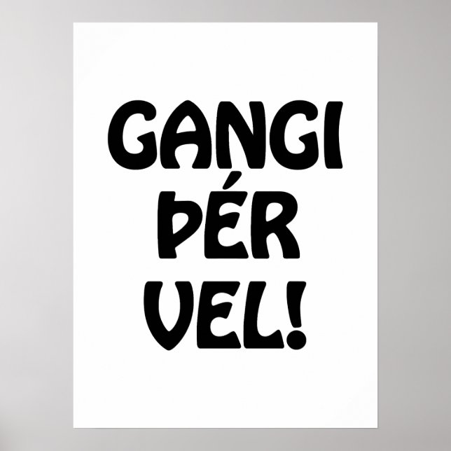 GÅ DIG VÄL! LYCKA TILL! Isländska Språk Poster (Framsidan)