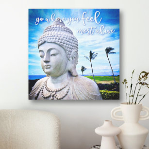 Gå dit du känner mest levande Hawaii Buddha Photo Canvastryck