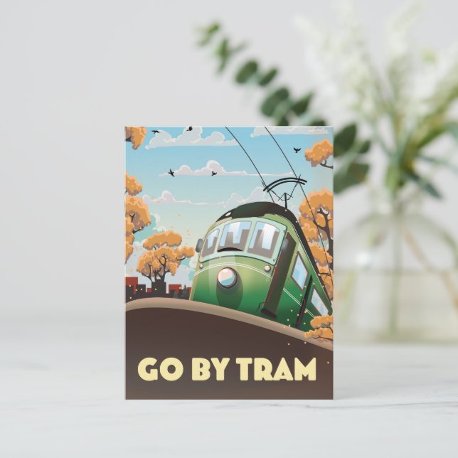 Gå efter Tram Inbjudan Vykort (Stående Fram)