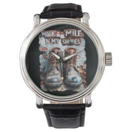 Gå en mile i mina skor - inspirationell Rustic Armbandsur