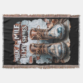 Gå en mile i mina skor - inspirationell Rustic Filt