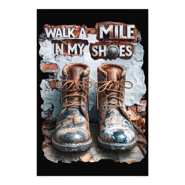 Gå en mile i mina skor - inspirationell Rustic Fototryck (Framsidan)