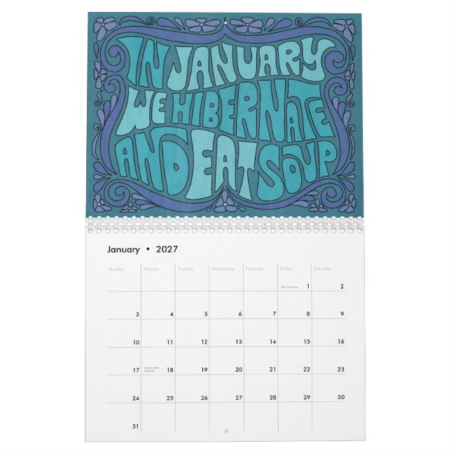 Gå för det! Groovy Lettering Calendar Kalender (Jan 2027)