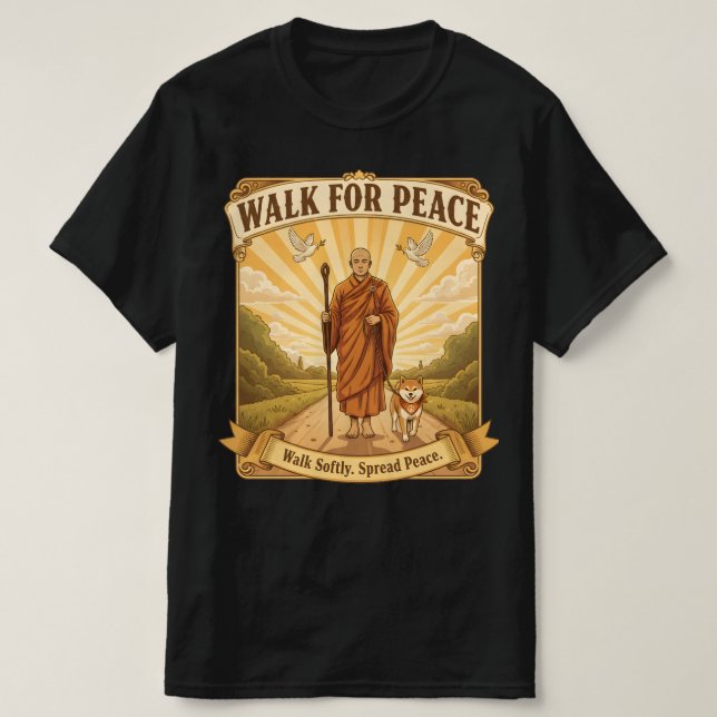 Gå för fred: Munk och hund T Shirt (Design framsida)