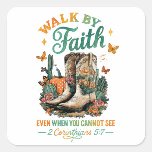 Gå förbi Faith... Fyrkantigt Klistermärke