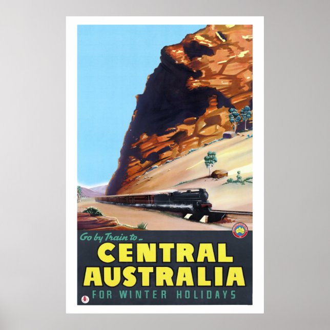 Gå förbi tåg till centrala Australien Vintage affi Poster (Framsidan)