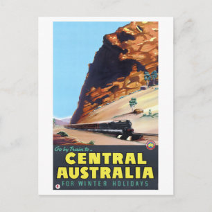 Gå förbi tåg till centrala Australien Vintage affi Vykort