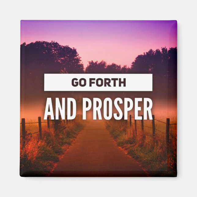 Gå framåt och Prosper-offertspår vid solnedgång Magnet (Framsidan)