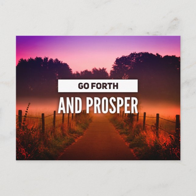 Gå framåt och Prosper-offertspår vid Sunset Postca Vykort (Framsida)