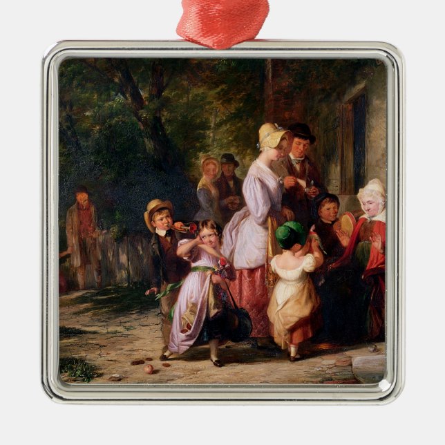 Gå från mässan tillbaka julgransprydnad metall (Framsidan)