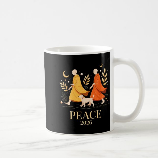 Gå fred 2026 världsfred munkar med aloka hund  kaffemugg (Höger)