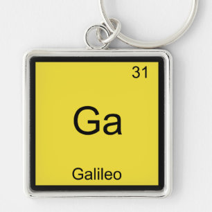 Ga - Galileo Rolig T-Shirt med Kemiskt Elementsymb Fyrkantig Silverfärgad Nyckelring
