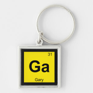 Ga - Gary Indiana Chemistry Periodic Bord Symbol Fyrkantig Silverfärgad Nyckelring