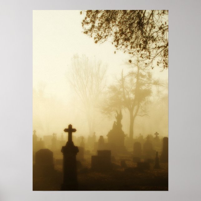 Gå genom Foggy Graveyard Poster (Framsidan)
