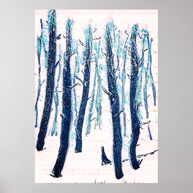 Gå genom Snowy Forest Poster (Framsidan)