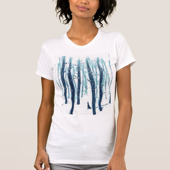 Gå genom Snowy Forest T Shirt (Framsida)