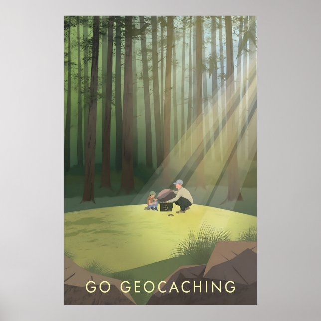 Gå Geocaching Resa Poster (Framsidan)