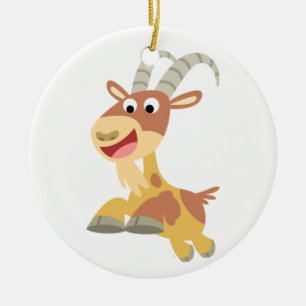 Gå, Goat! (Söt tecknad get) Julgransprydnad Keramik