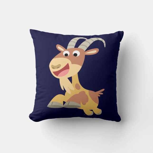 Gå, Goat! (söt tecknad get) Pillow Kudde (Framsida)