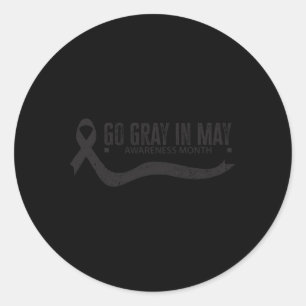 Gå Grått i Flagga Brain Cancer Awareness Runt Klistermärke