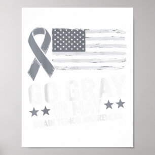 Gå Grått i maj Brin Cancer Awareness Month Warrio Poster