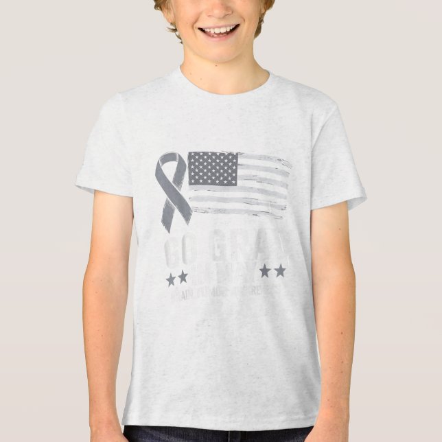 Gå Grått i maj Brin Cancer Awareness Month Warrio T Shirt (Framsida)