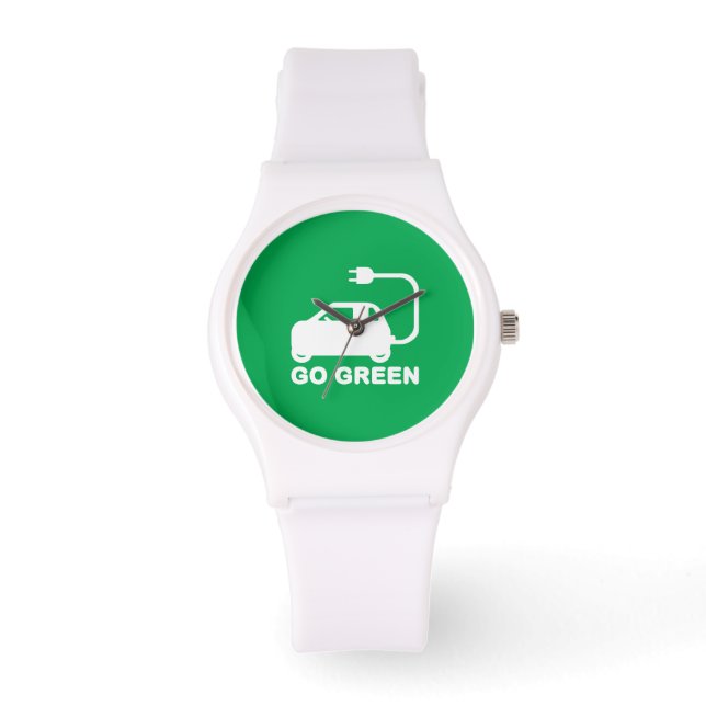 Gå grön ~ Drive Electric Cars Armbandsur (Framsida)