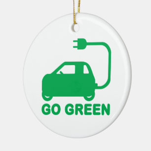 Gå grön ~ Drive Electric Cars Julgransprydnad Keramik
